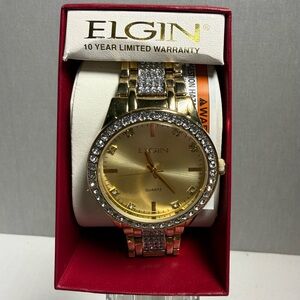 Elgin Gold and Crystal Quartz Watch